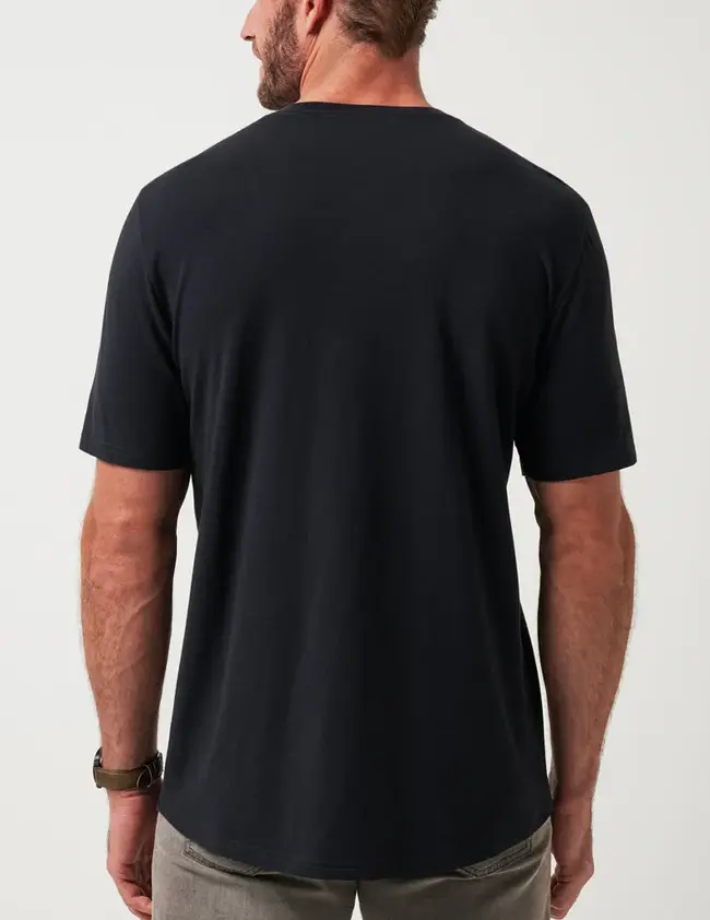 Camiseta premium algodão egípcio preto — vista costas, Enclave