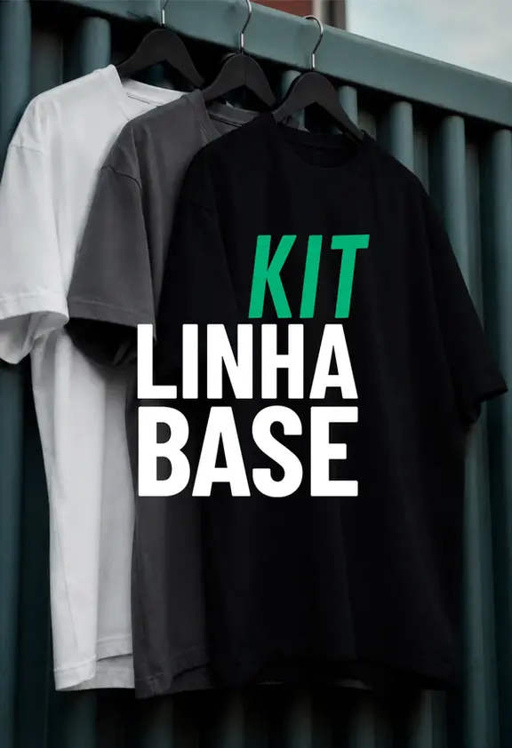 Kit linha base Enclave — 3 camisetas: algodão egípcio, Pima peruano e básica