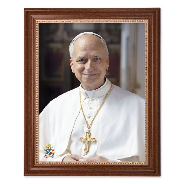 Pope Leo XIV Official Formal Portrait in 13.5" x 16.5" Dark Walnut Frame