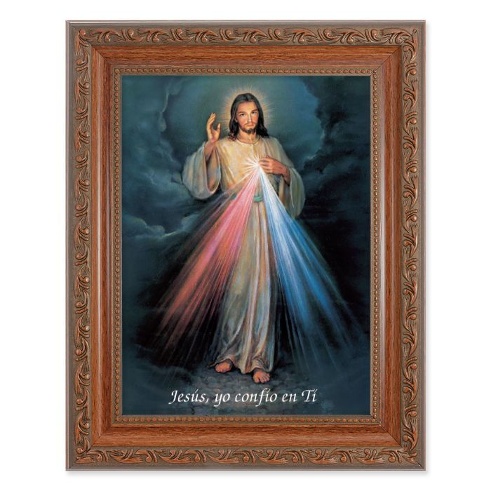 Ornate Wood Frame Divine Mercy Spanish Print