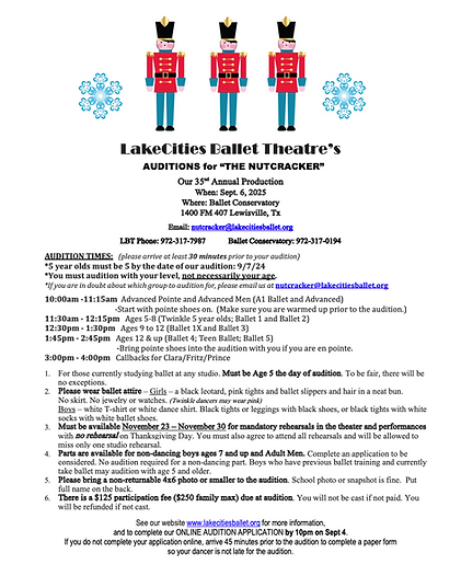 Nutcracker Audition Flyer