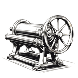 old-fashioned looking illustration of a large rolling machine
