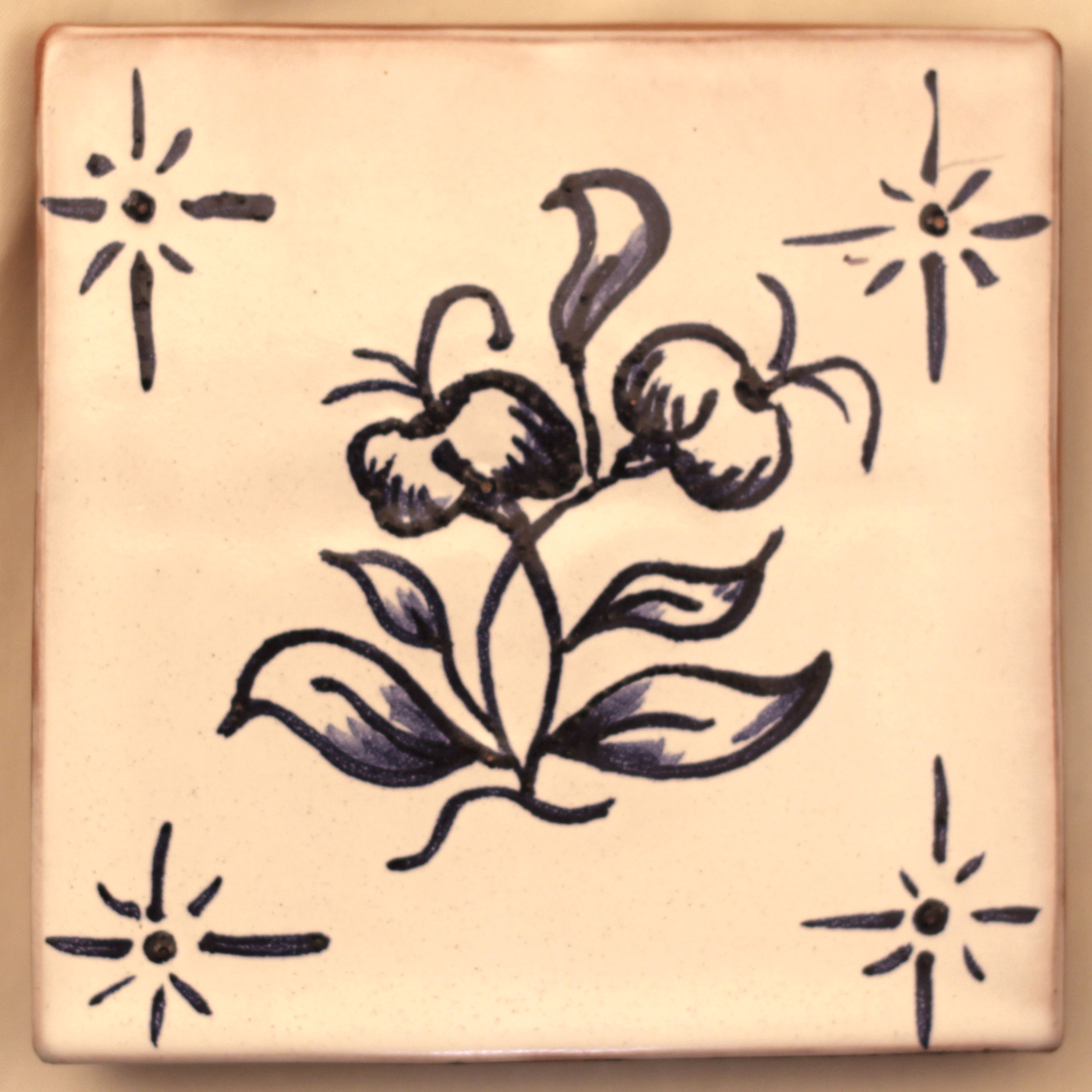 Delft-style, flower with stars