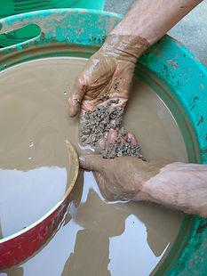 Here are samples of gravel at the bottom or harder clumps of clay in the mixture