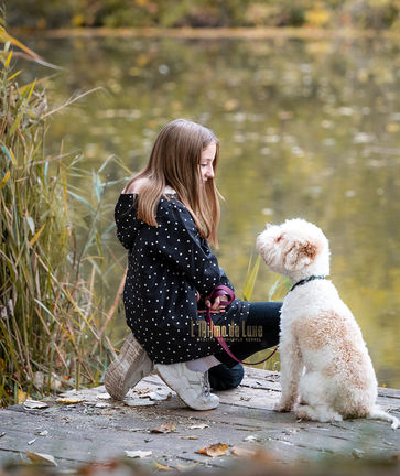 lagotto and kid