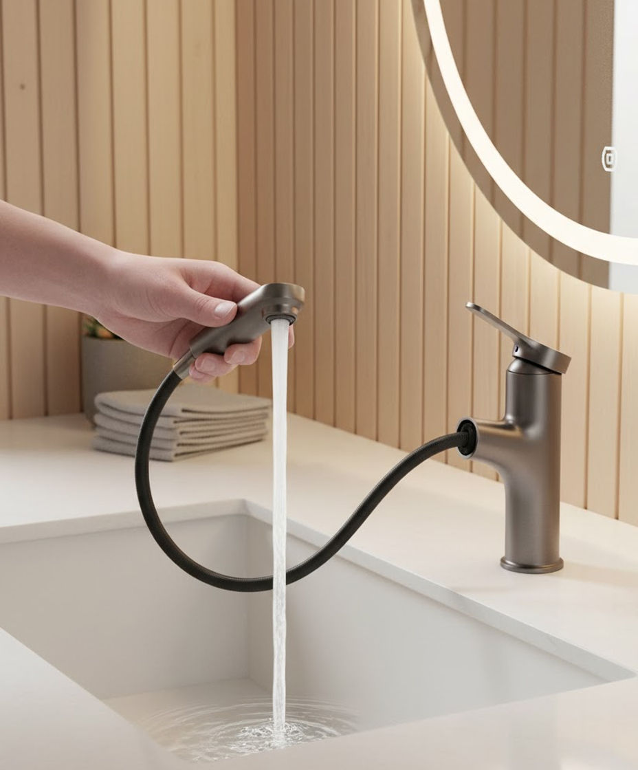 Grifo de bacha alta con función extensible