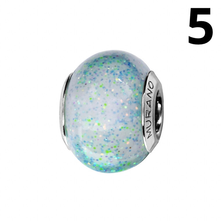 Miniature : Charms Murano  gris / bleu doré