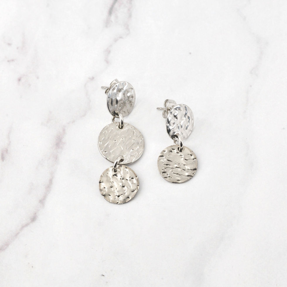 Miniature : Boucles d'oreilles pampilles martelées dépareillées💎