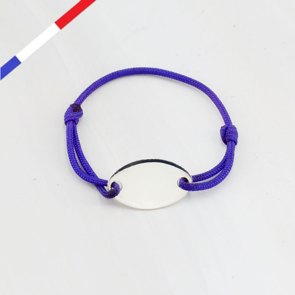 Bracelet cordon pampille ovale