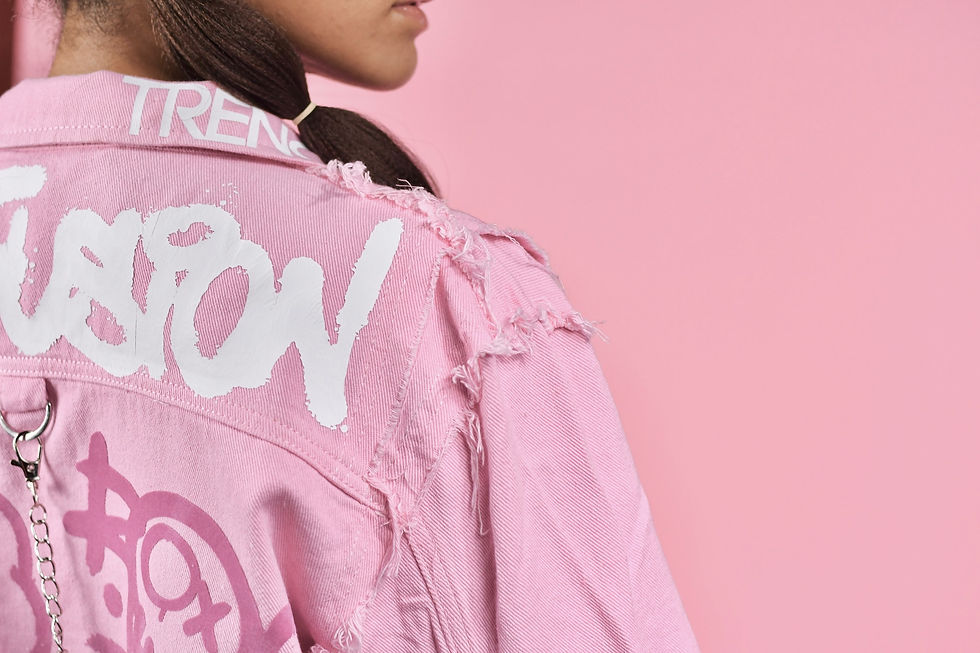 Thumbnail: Custom pink graffiti oversized - denim jacket