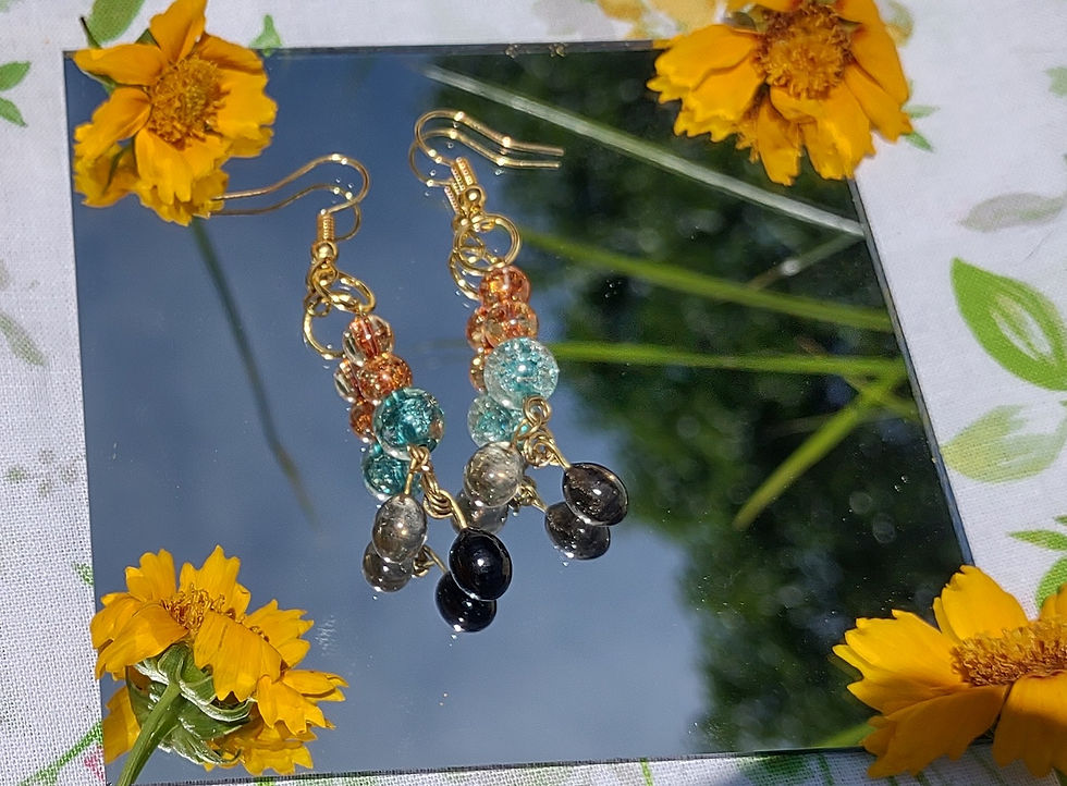 Thumbnail: Cracked Glass & SeaGlass Charm EarRings 