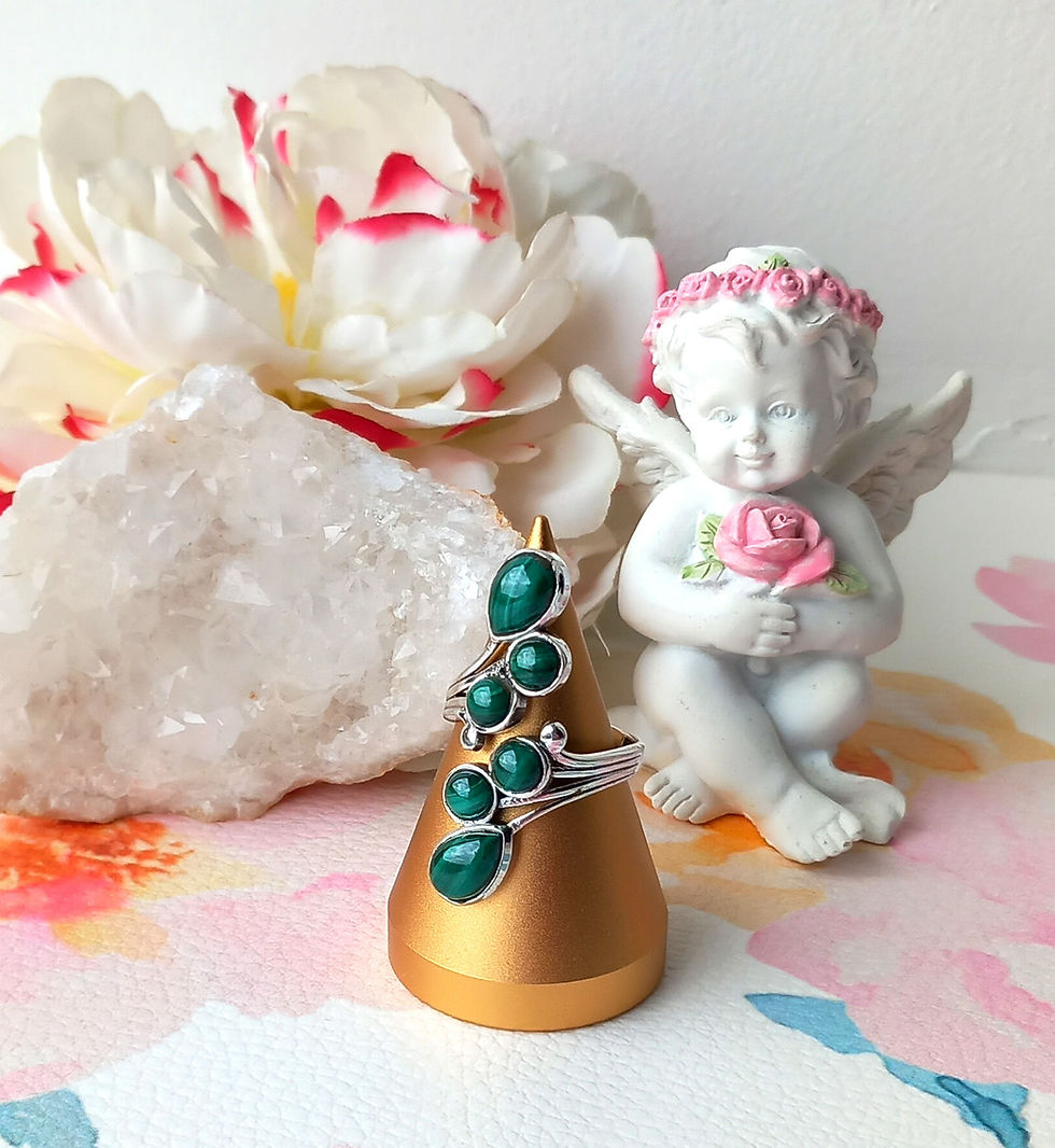 Miniature : Surmonter l'anxiété ✨️ Bague Argent 925 en pierre Malachite 💚