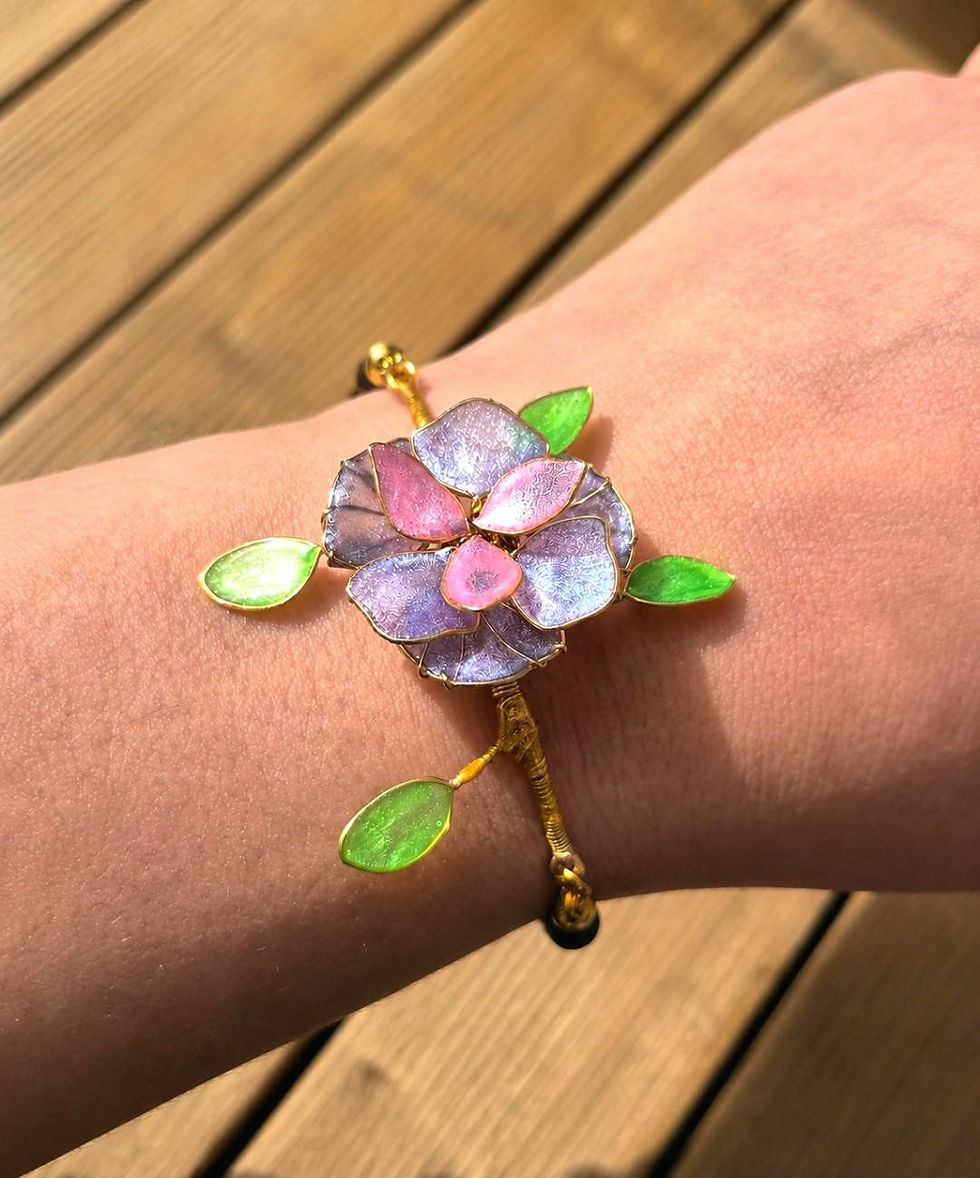 Miniature : Bracelet Fleur Éthérée – Œil de Tigre & Sodalite – Création artisanale unique