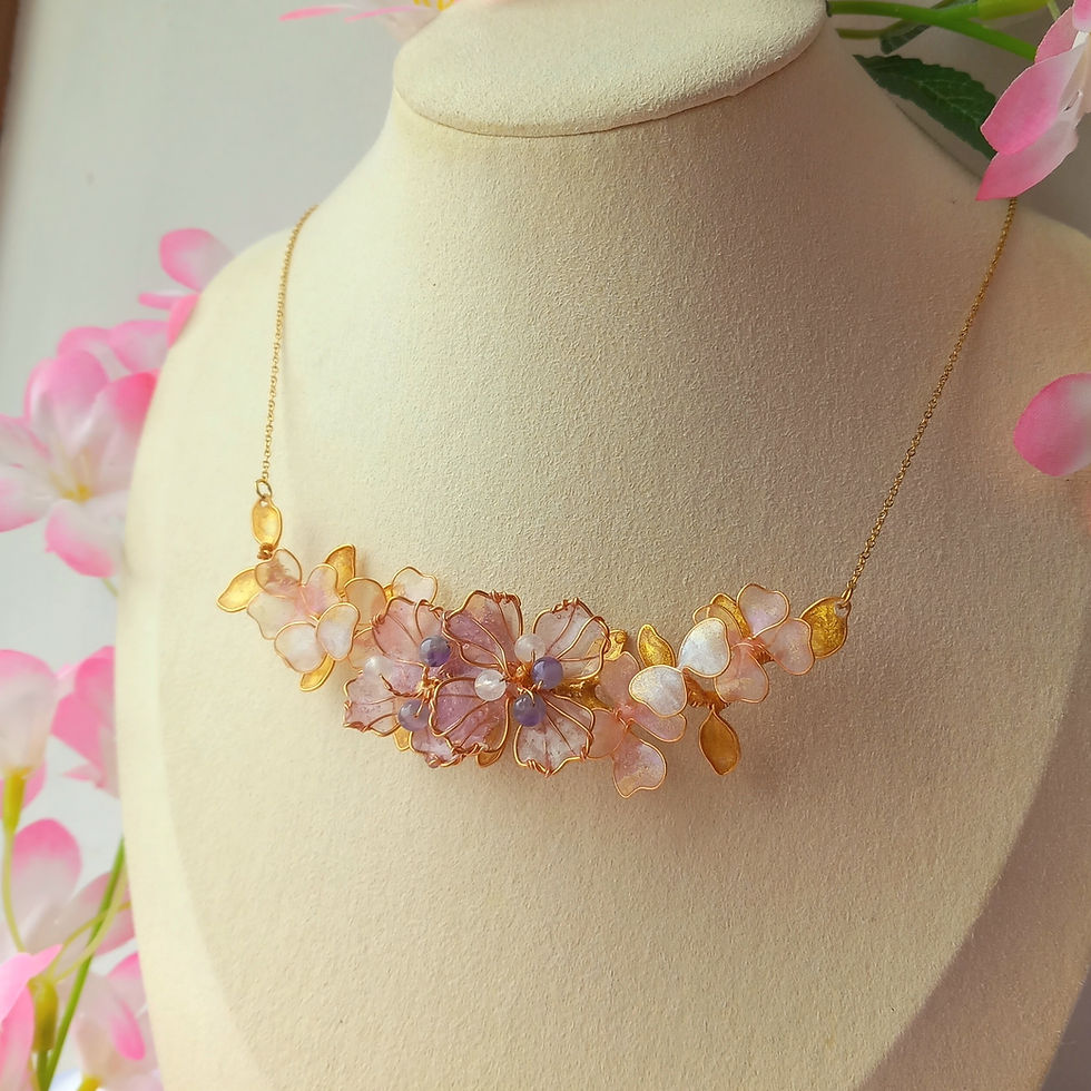Miniature : 🌸 Collier « Jardin de Lune » – Améthyste & Péristérite 🌙✨