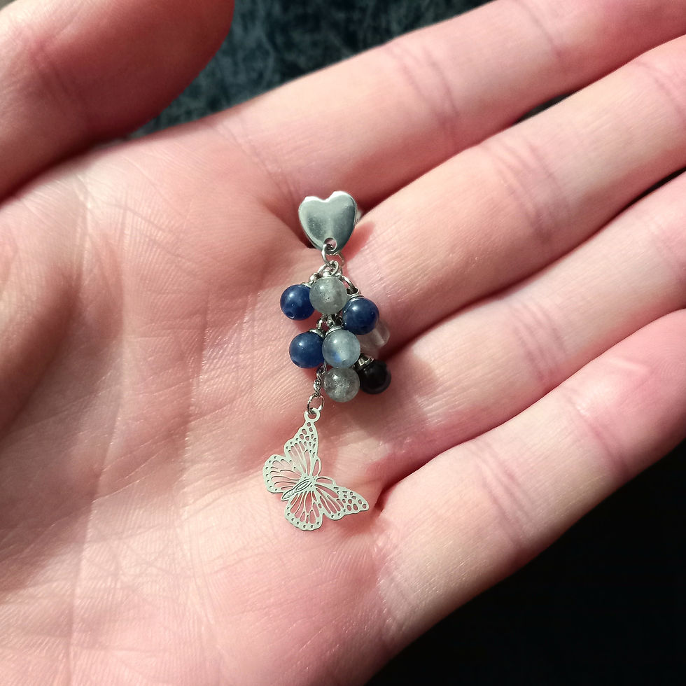 Miniature : Boucles d’Oreilles “Intuition Lunaire” – Labradorite & Sodalite