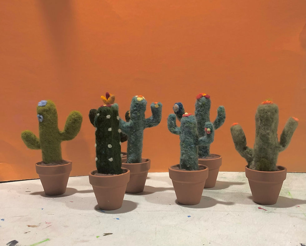 Soft & Not So Spiky: Needle-Felted Cactus Creations with Terracotta Pot
