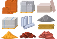 building-materials-construction-industry-bricks-cement-wooden-planks-metal-pipes-illustrat
