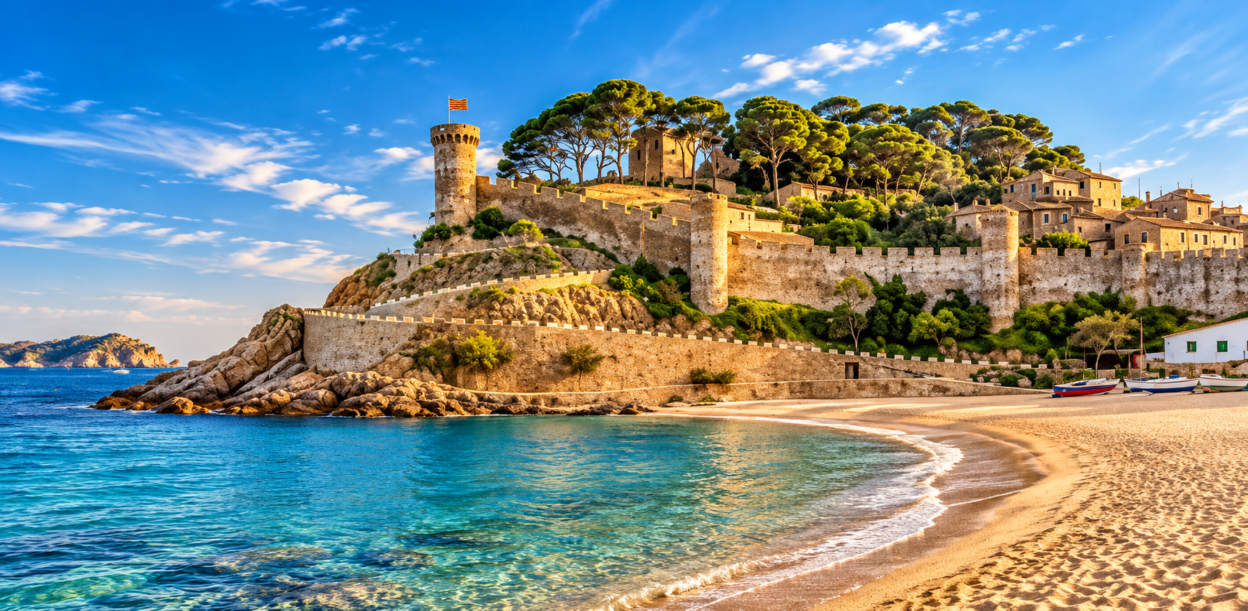 Vista artística de la Vila Vella de Tossa de Mar, Costa Brava