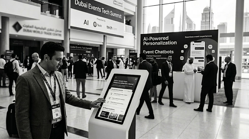 Discover how AI-powered chatbots, event apps, and personalization technologies are transforming conferences and exhibitions in Dubai, improving attendee experiences and event management.