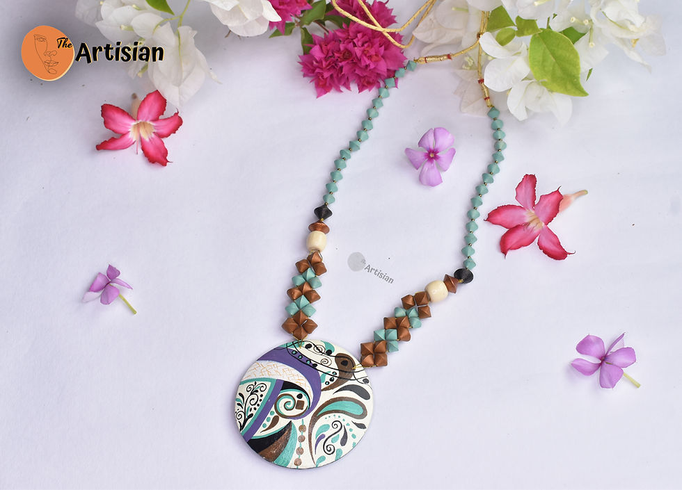 Thumbnail: Hand painted Terracotta Jewellery Set