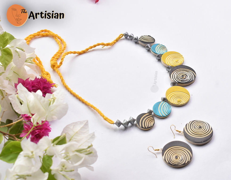 Thumbnail: Multicolour Round Chocker Terracotta Jewellery Set