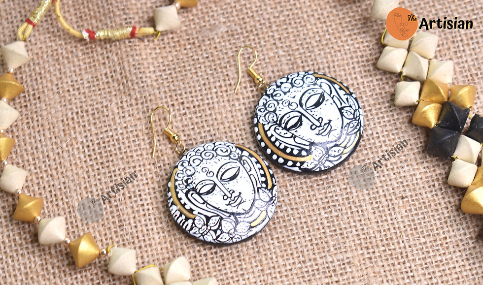 Thumbnail: Terracotta Buddha Jewellery Set with Model