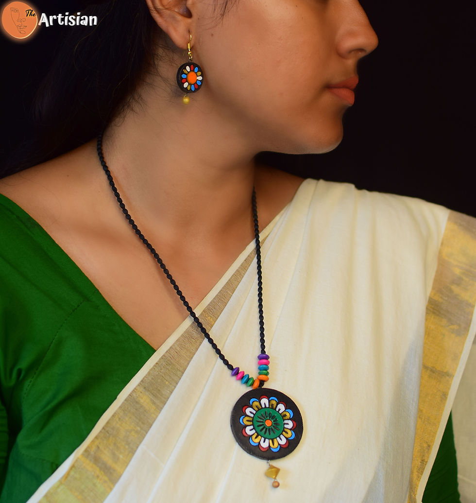 Multicolour Round Terracotta Jewellery Set