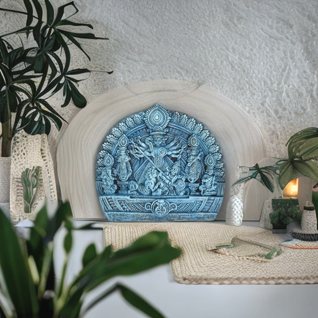 High Detailed Durga Maa with Family Krishnanagar clay idol