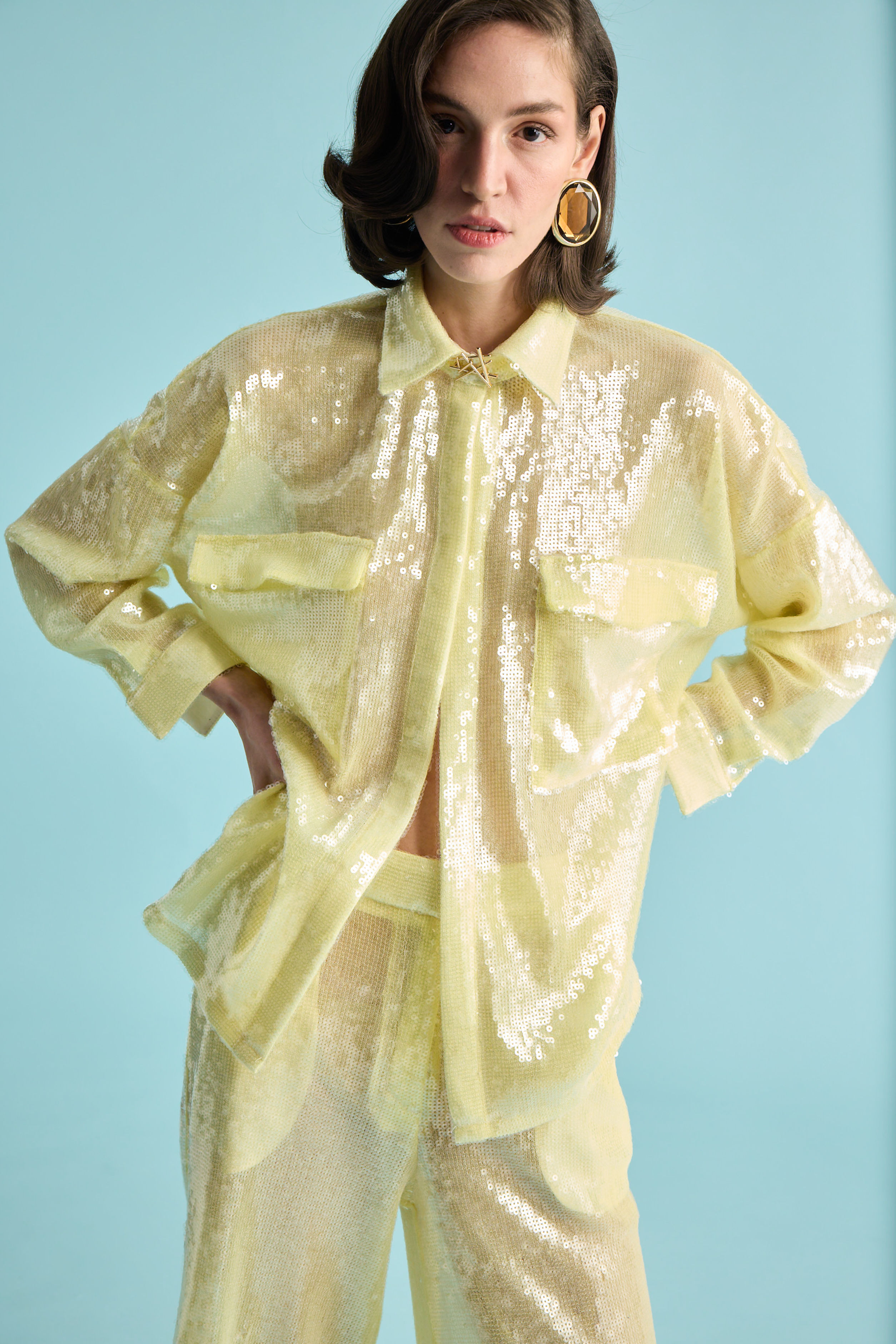 Sun Glow Sequin Gömlek