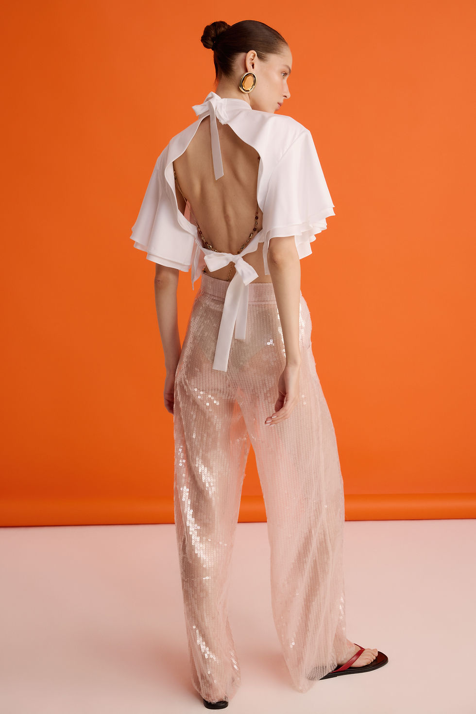 Küçük resim: Reverie Wide Leg Sequin Pantolon