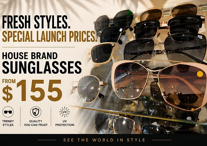 Affordable sunglasses collection starting from $155 at Optics 1 Auckland