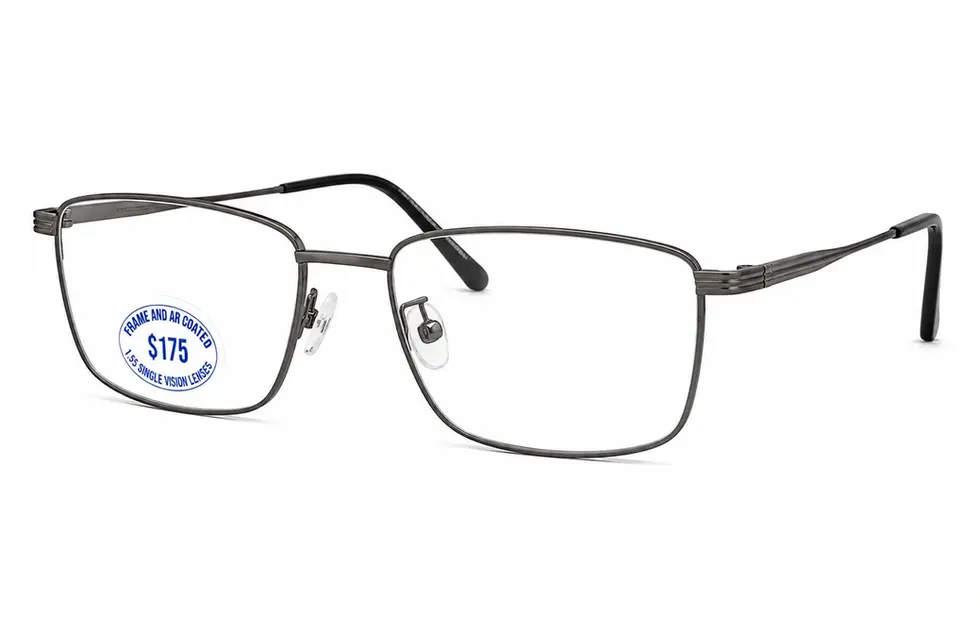 Sleek minimalist thin metal square glasses frames with premium AR-coated lenses for $175