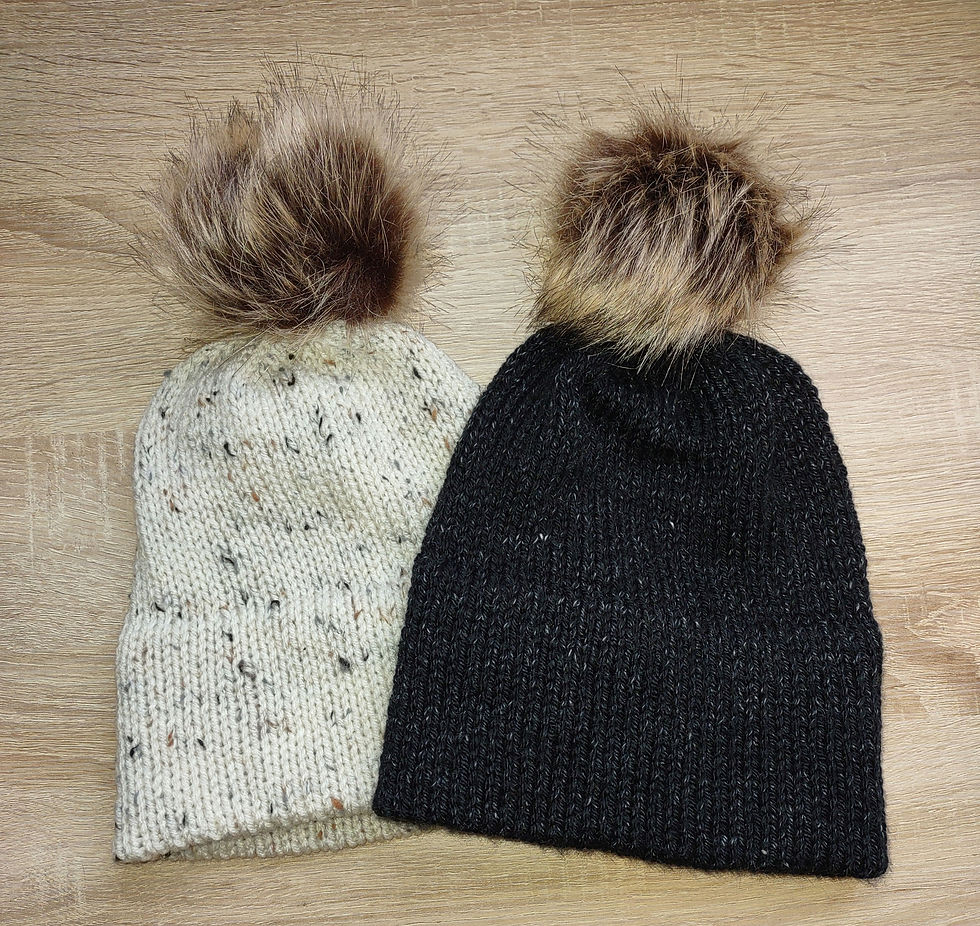 Double Brim Beanie with pom 