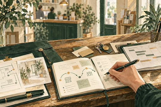 Documents de travail, planning et carnet utilisés lors d’un diagnostic d’entreprise en immersion
