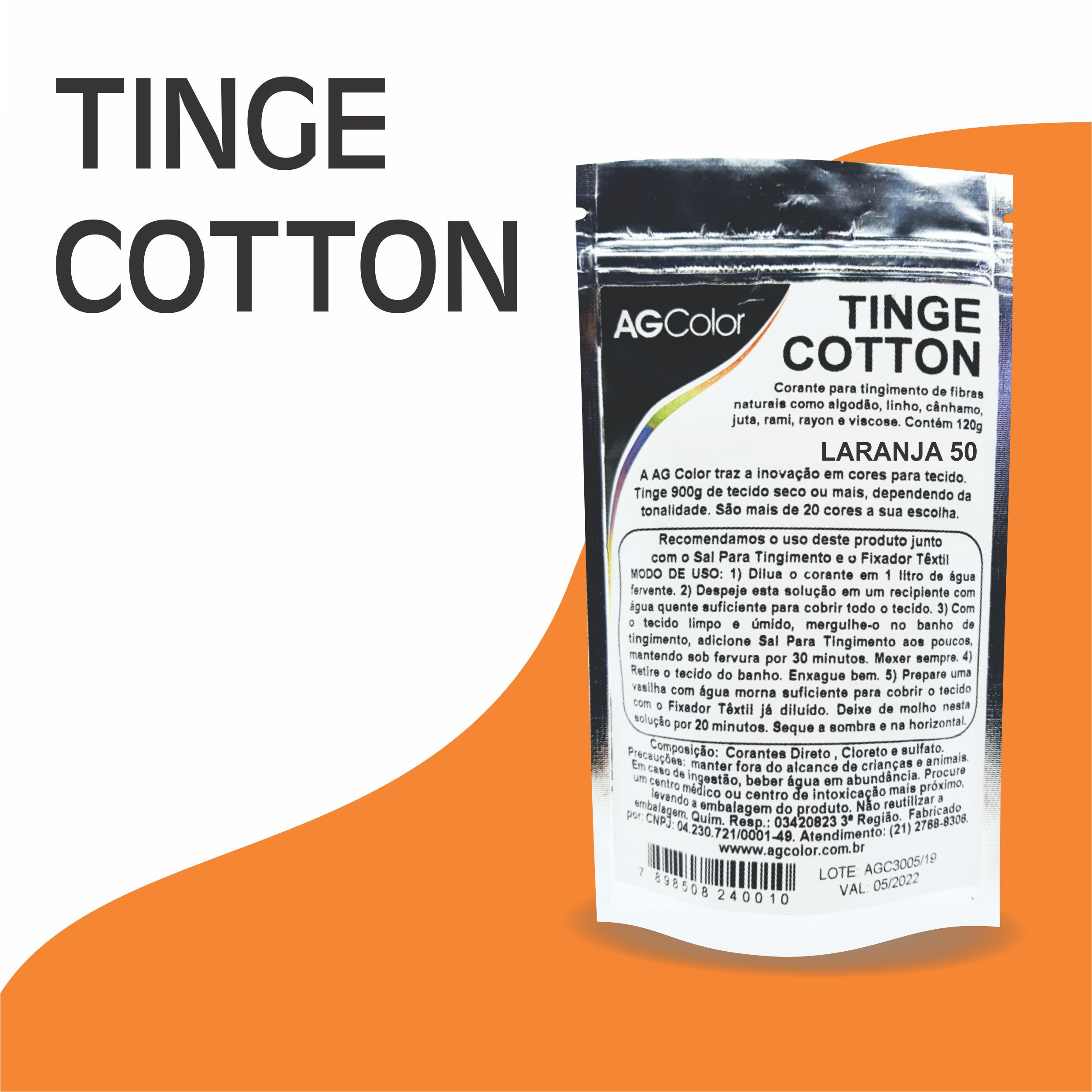 Tinge Cotton Laranja 50 - 120g