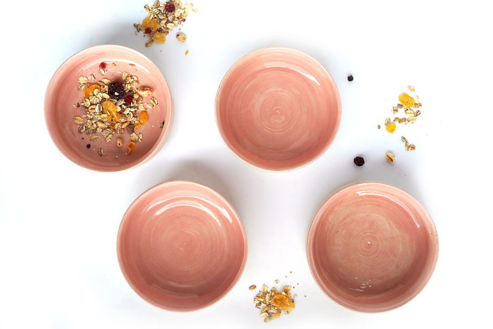 Miniaturbild: Handgetöpferte Bowl  – rosa creme gesprenkelt