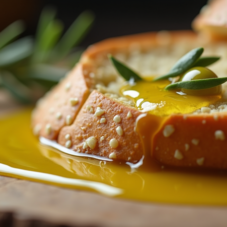 Bread drizzled with kleanthi extra virgin olive oil