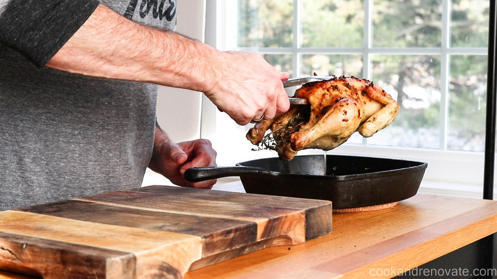 Cast Iron Oven Roasted Chicken With Garlic Herbs