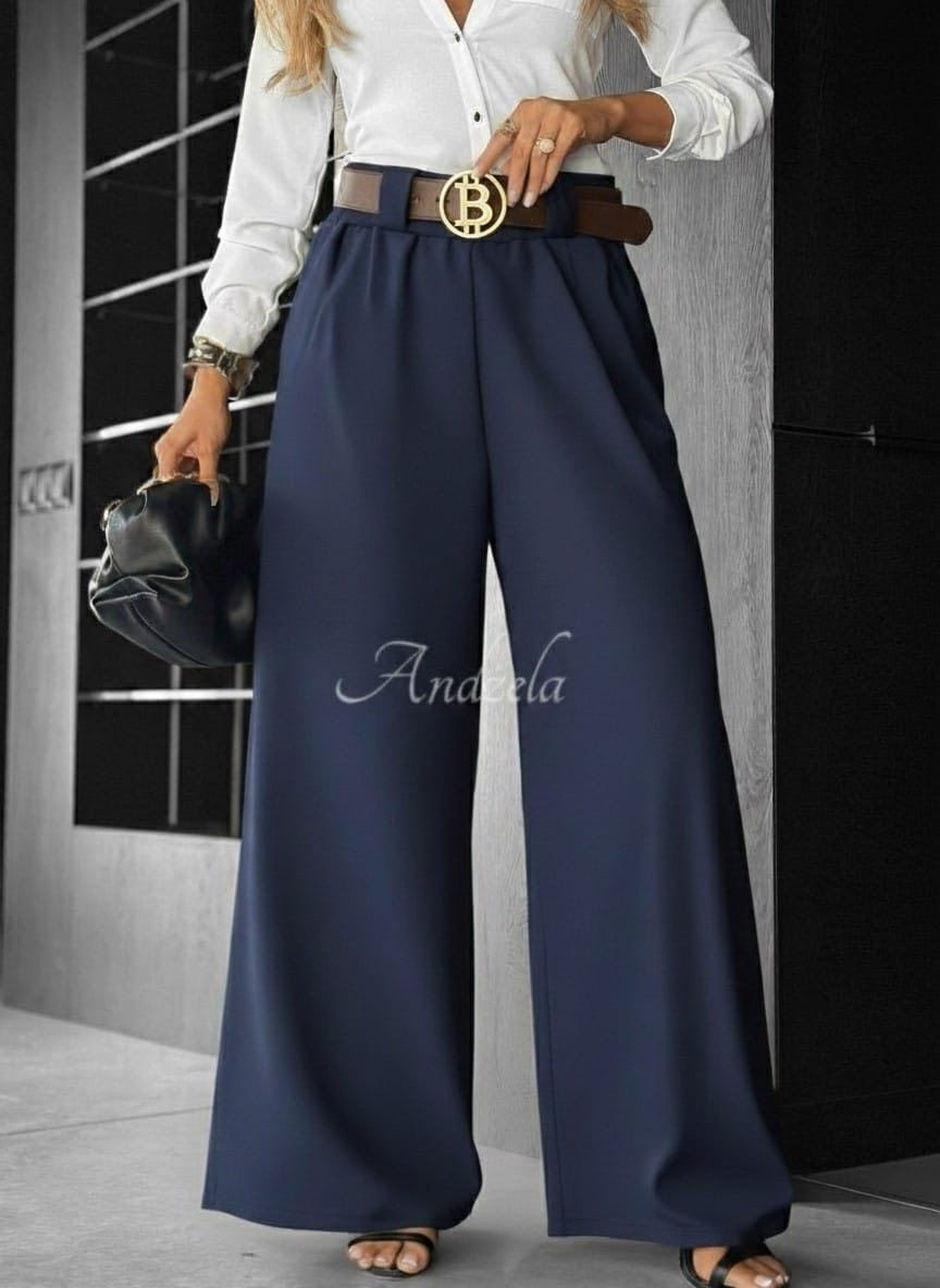 Miniatura: Maslove kalhoty s paskem B