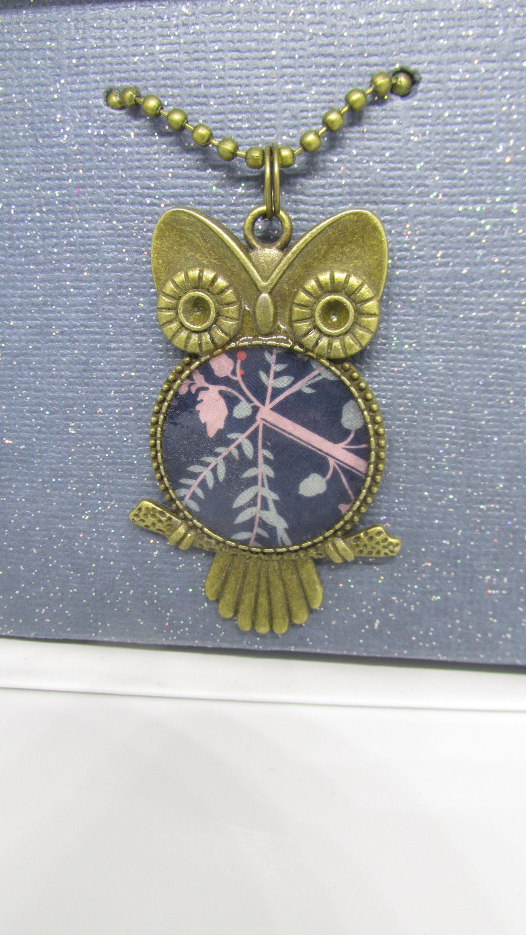 Floral Owl Pendant, Bronze