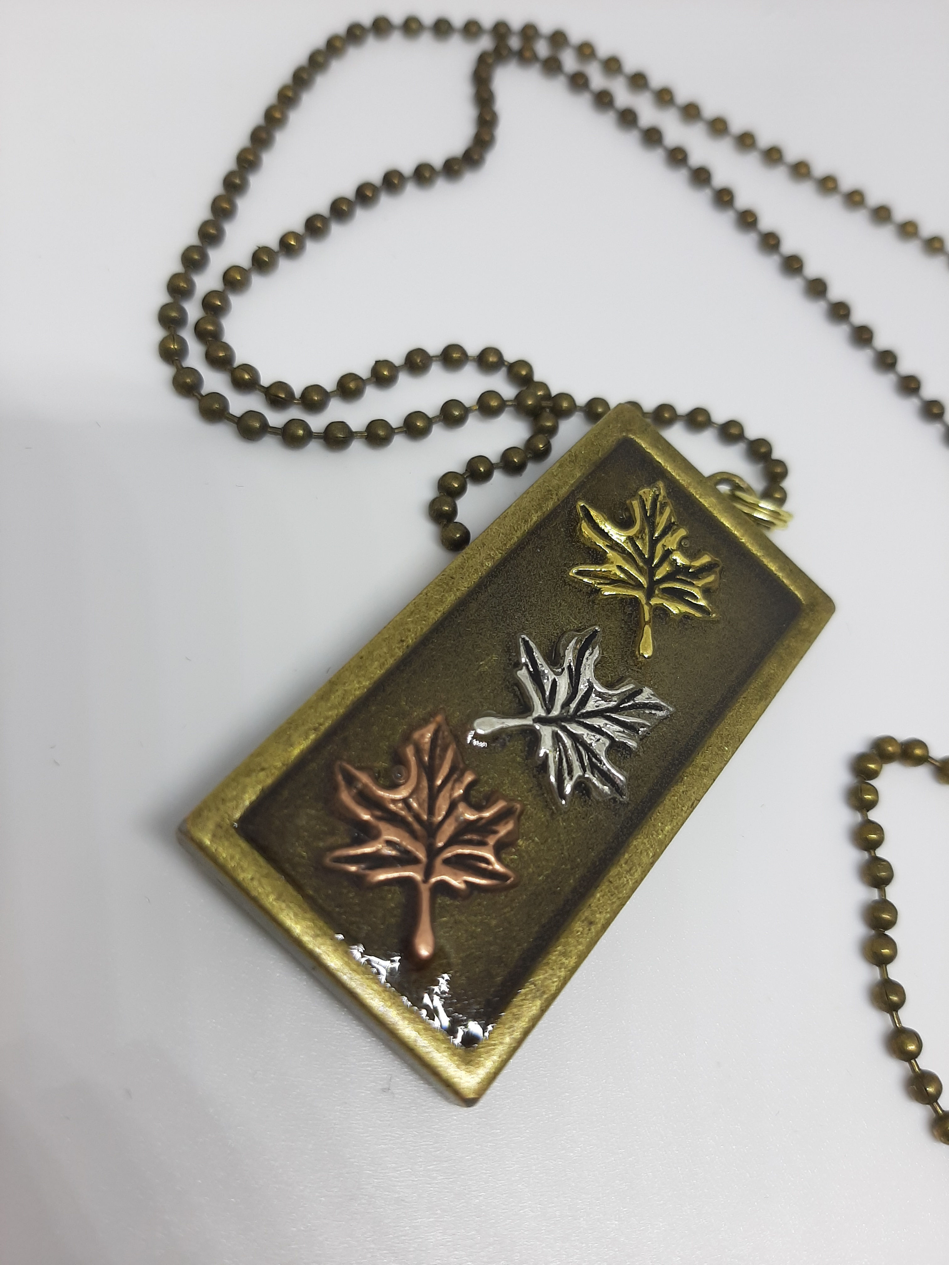 Mixed Metallic Maple Leaf Pendant
