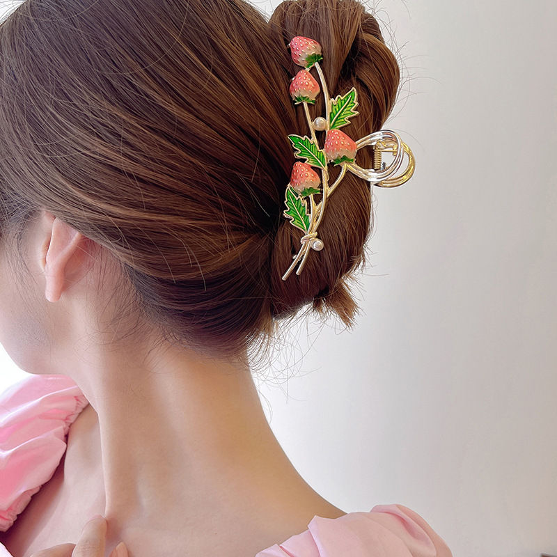 Cute Strawberry Shark Clip for Summer Hair Styling