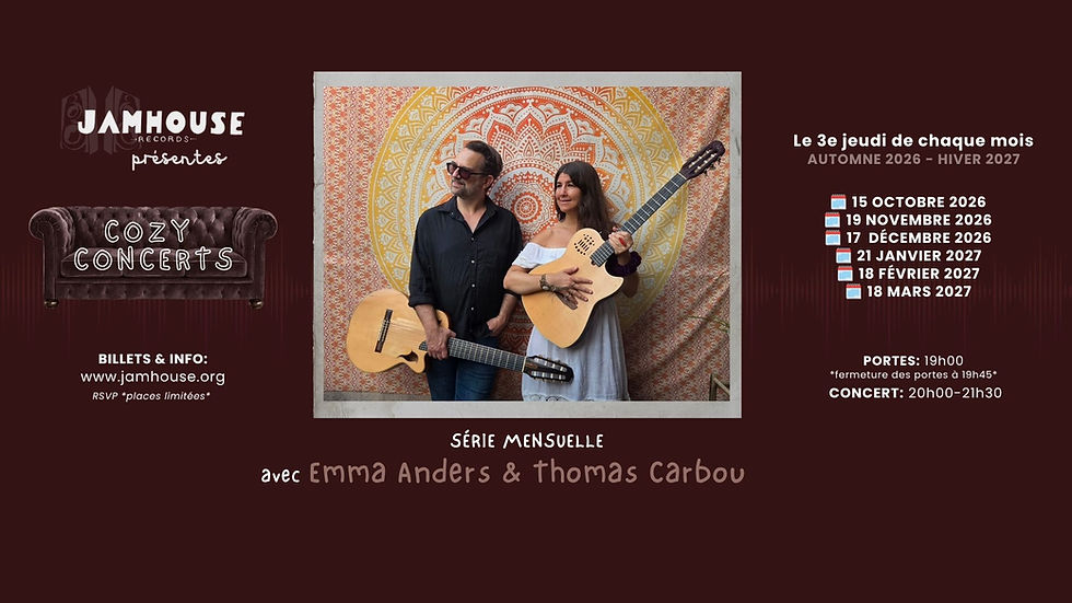 Jamhouse Records présente • COZY CONCERT • Emma Anders & Thomas Carbou