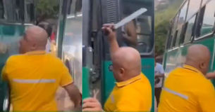 Intolerancia de un conductor de bus en Medellín: Atacó a uno de sus compañeros con machete
