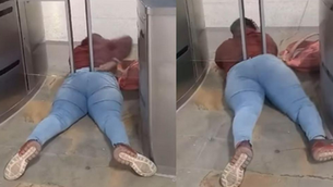 Mujer quedó atrapada en la puerta del Transmilenio cuando intentaba colarse