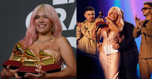 Karol G triunfó en los Grammy Latino 2023 con 3 gramófonos: Hasta buscó a Feid para abrazarlo con fu