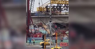 Puente en construcción se cayó en la avenida Suba en Bogotá