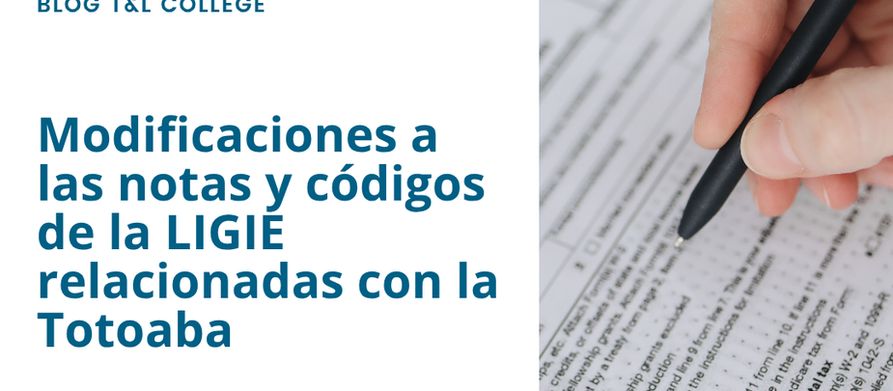 Modificaciones a las notas y códigos de la LIGIE relacionadas con la Totoaba