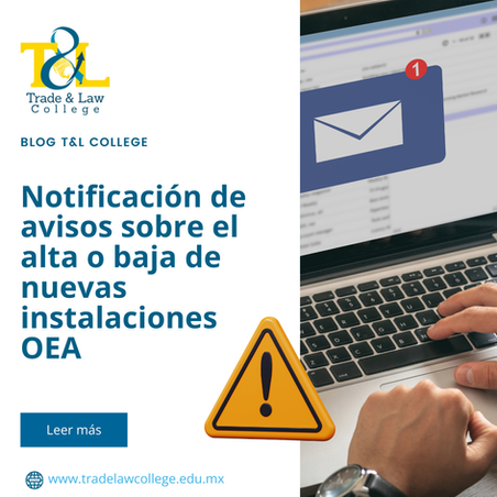 Notificación de avisos sobre el alta o baja de nuevas instalaciones OEA