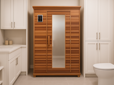 Health Mate infraroodsauna Therapy in badkamer